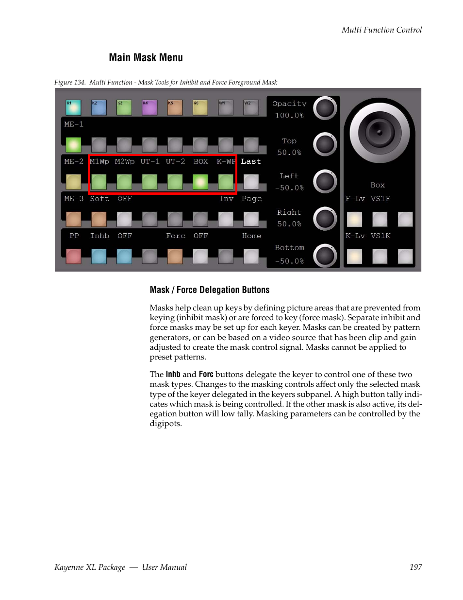 Main mask menu | Grass Valley Kayenne XL Package v.7.0.4 User Manual | Page 199 / 663