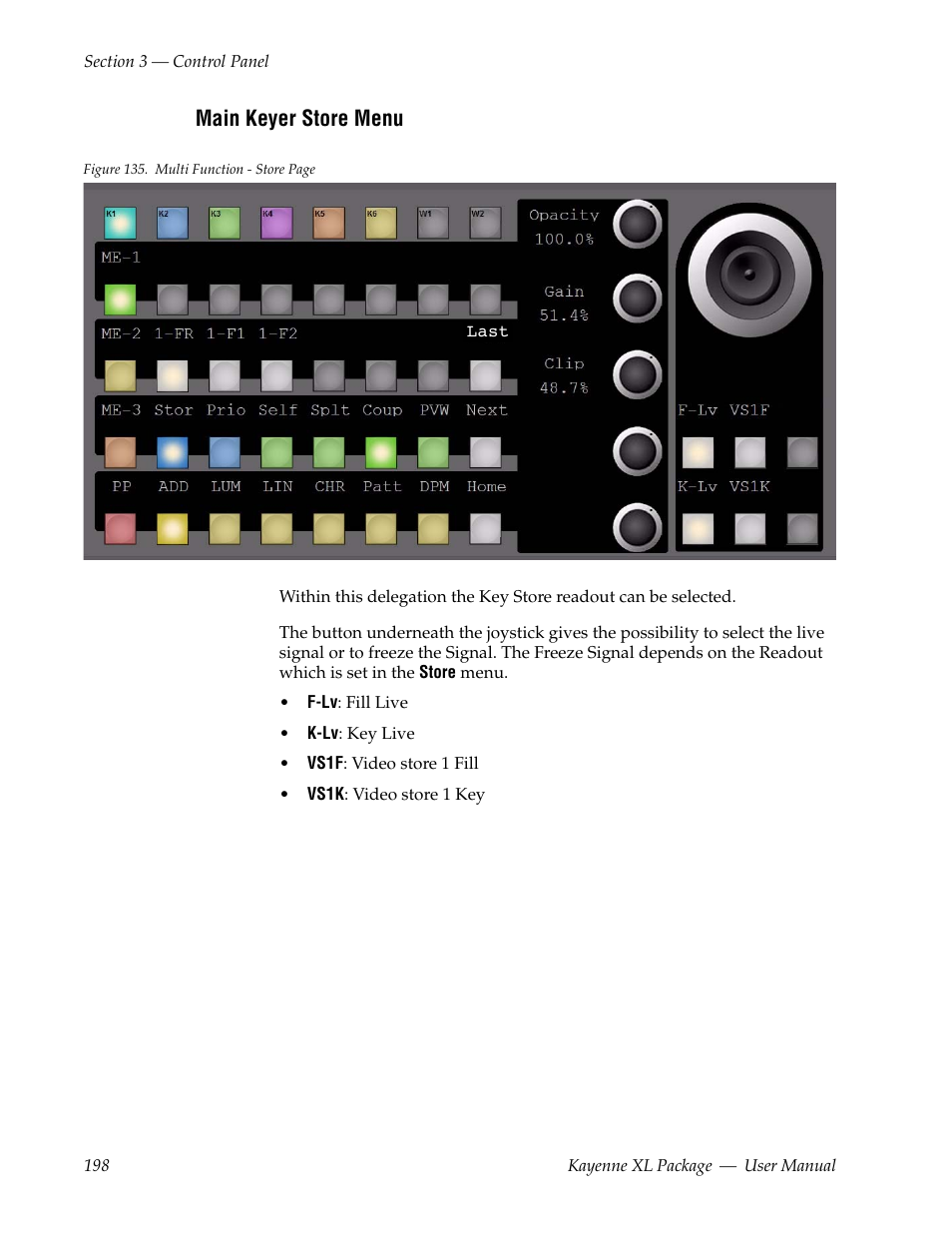 Main keyer store menu | Grass Valley Kayenne XL Package v.7.0.4 User Manual | Page 200 / 663