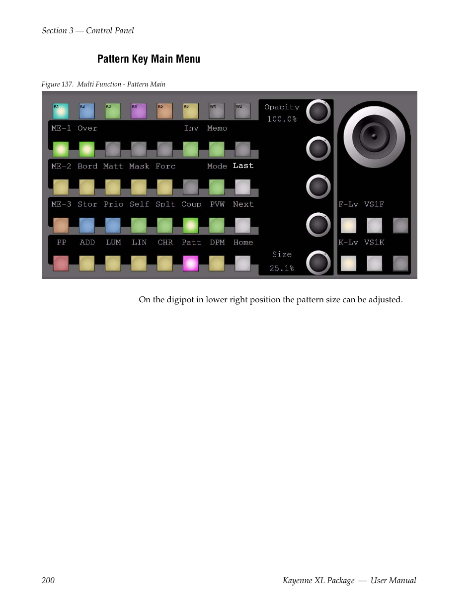 Pattern key main menu | Grass Valley Kayenne XL Package v.7.0.4 User Manual | Page 202 / 663