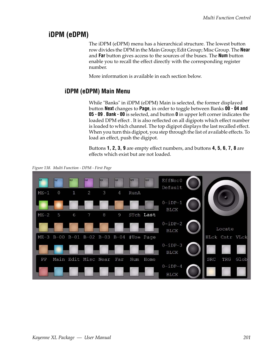 Idpm (edpm), Idpm (edpm) main menu | Grass Valley Kayenne XL Package v.7.0.4 User Manual | Page 203 / 663