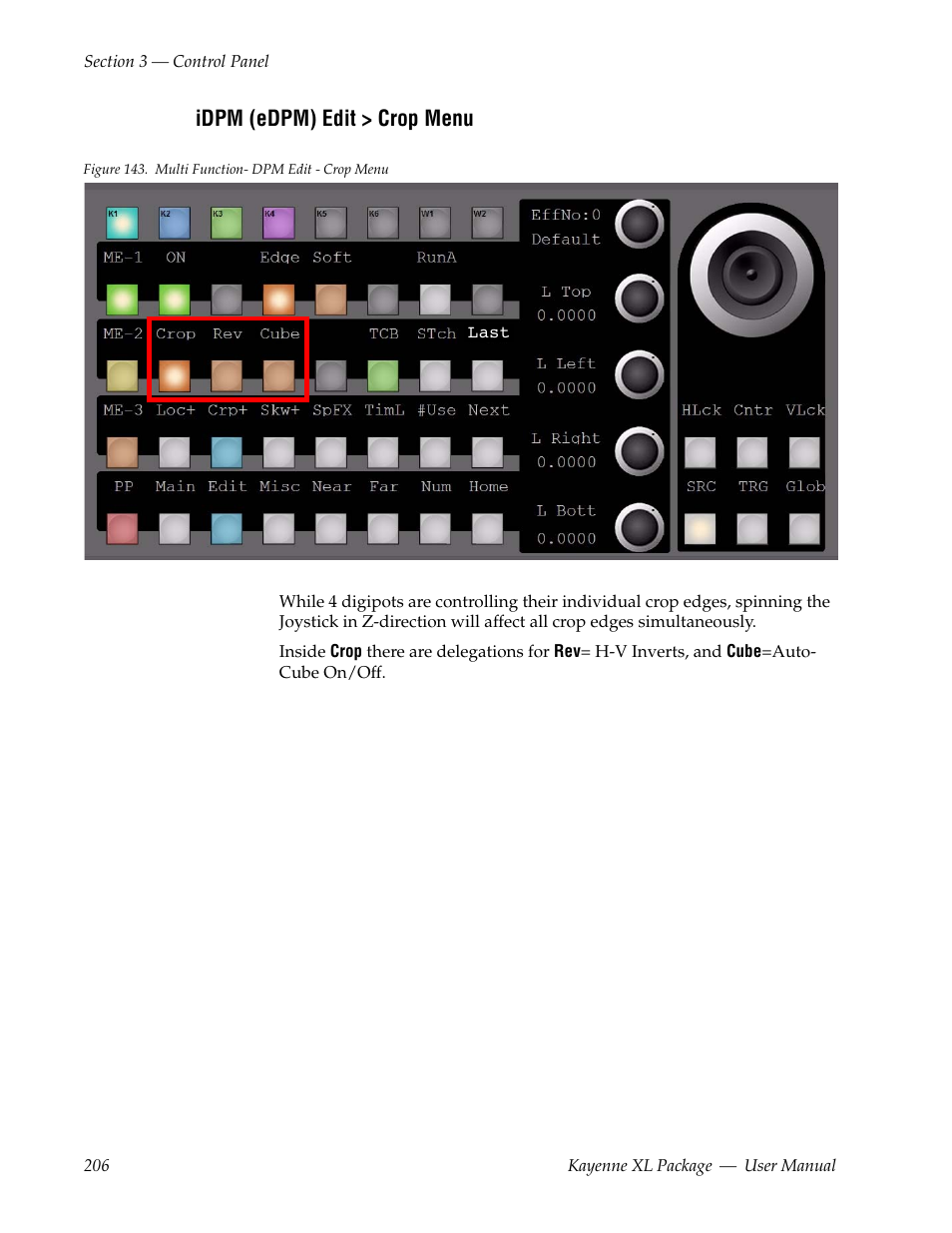 Idpm (edpm) edit > crop menu | Grass Valley Kayenne XL Package v.7.0.4 User Manual | Page 208 / 663