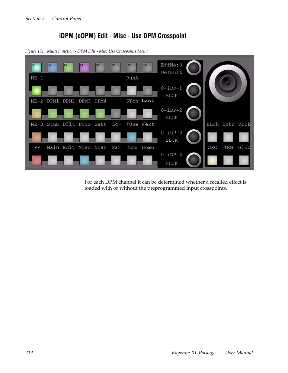 Idpm (edpm) edit - misc - use dpm crosspoint | Grass Valley Kayenne XL Package v.7.0.4 User Manual | Page 216 / 663