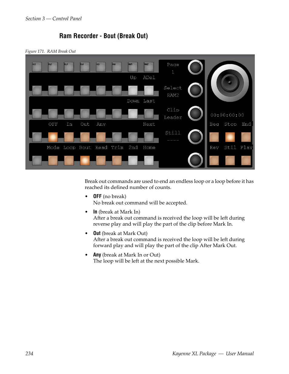 Ram recorder - bout (break out) | Grass Valley Kayenne XL Package v.7.0.4 User Manual | Page 236 / 663