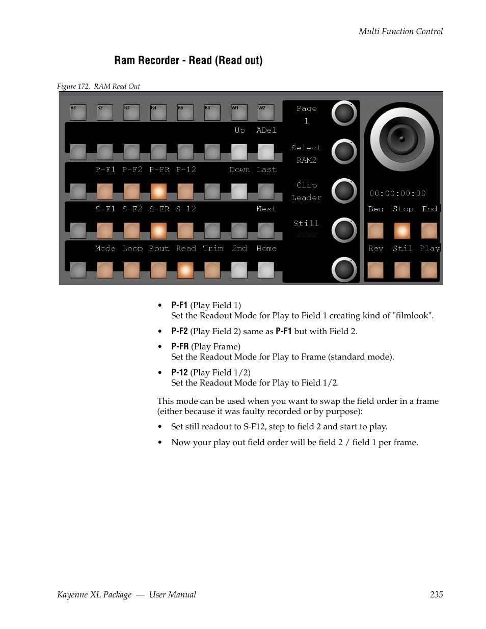 Ram recorder - read (read out) | Grass Valley Kayenne XL Package v.7.0.4 User Manual | Page 237 / 663