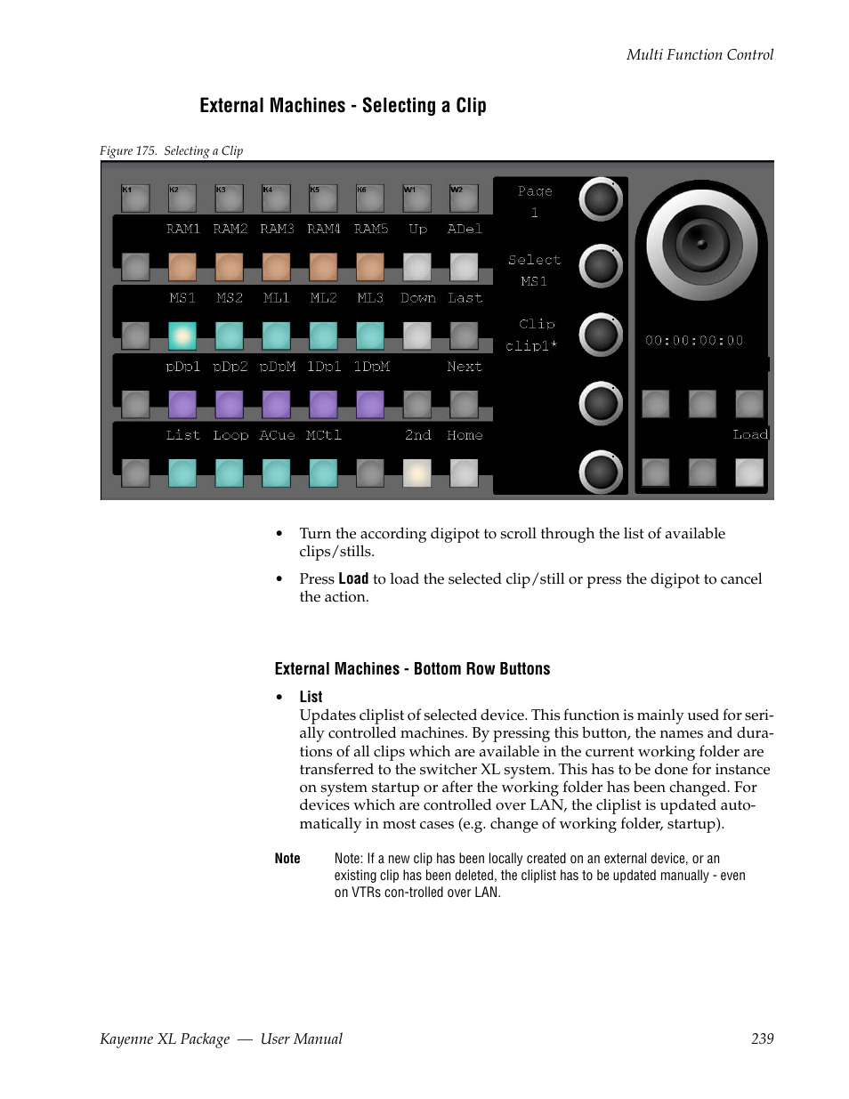 External machines - selecting a clip | Grass Valley Kayenne XL Package v.7.0.4 User Manual | Page 241 / 663