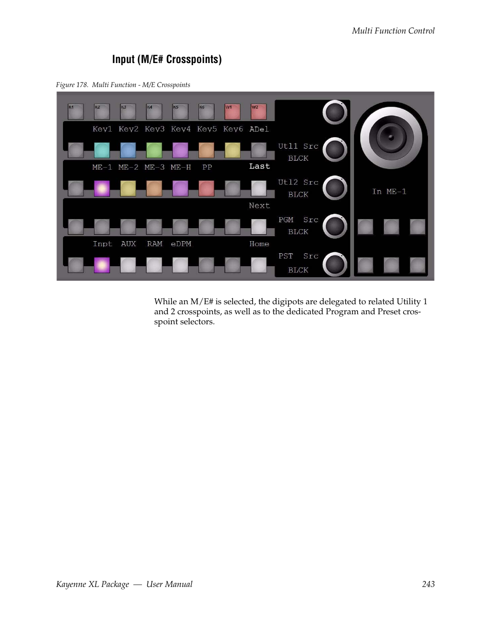 Input (m/e# crosspoints) | Grass Valley Kayenne XL Package v.7.0.4 User Manual | Page 245 / 663