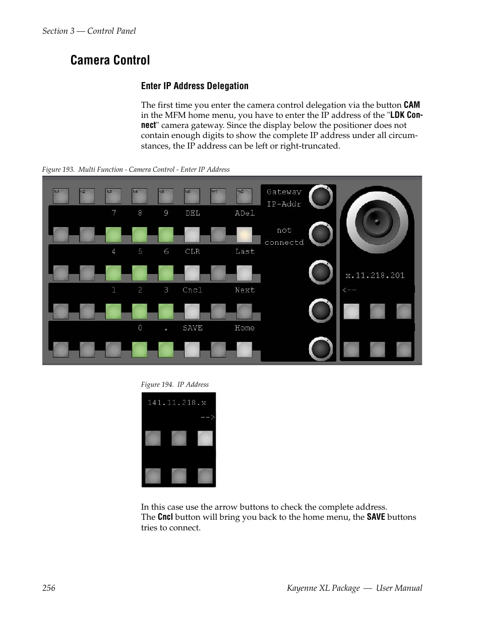 Camera control | Grass Valley Kayenne XL Package v.7.0.4 User Manual | Page 258 / 663