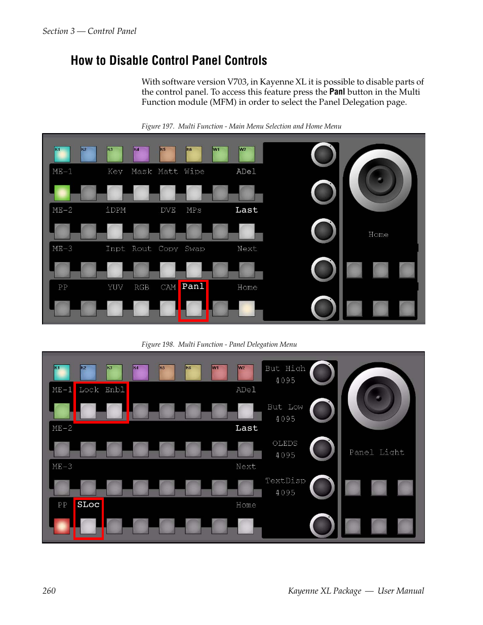How to disable control panel controls | Grass Valley Kayenne XL Package v.7.0.4 User Manual | Page 262 / 663