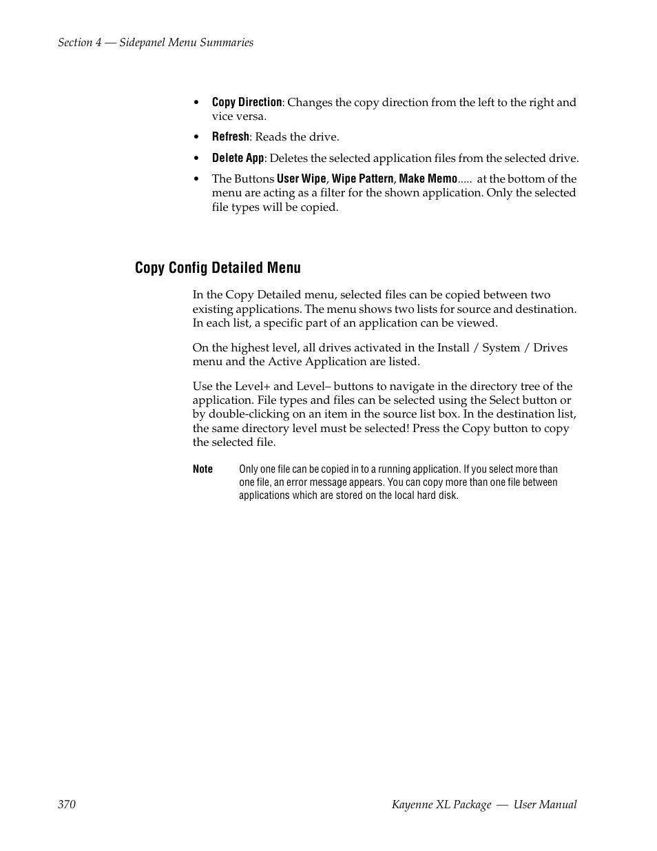 Copy config detailed menu | Grass Valley Kayenne XL Package v.7.0.4 User Manual | Page 372 / 663