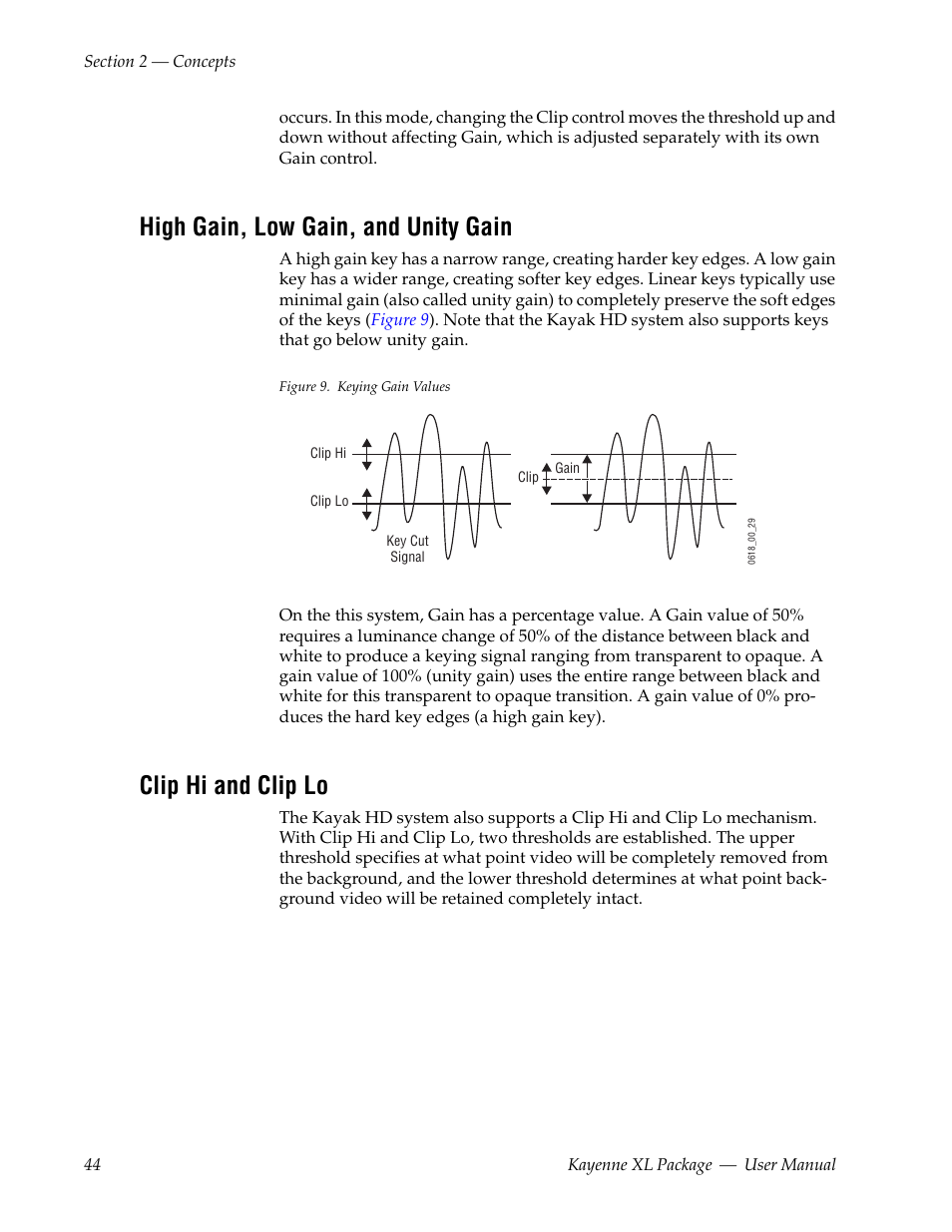 High gain, low gain, and unity gain, Clip hi and clip lo | Grass Valley Kayenne XL Package v.7.0.4 User Manual | Page 46 / 663