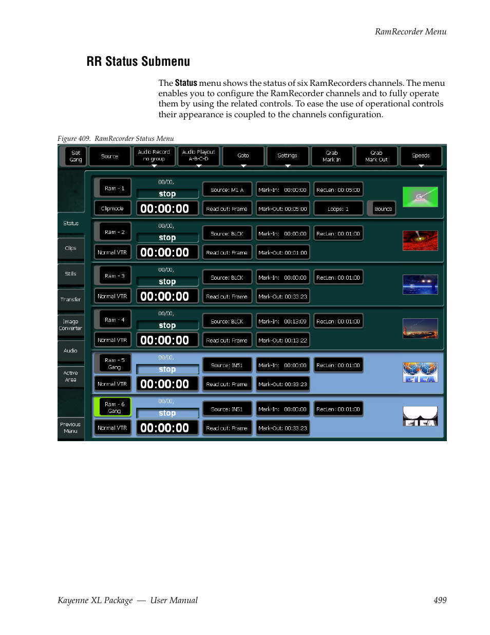 Rr status submenu | Grass Valley Kayenne XL Package v.7.0.4 User Manual | Page 501 / 663