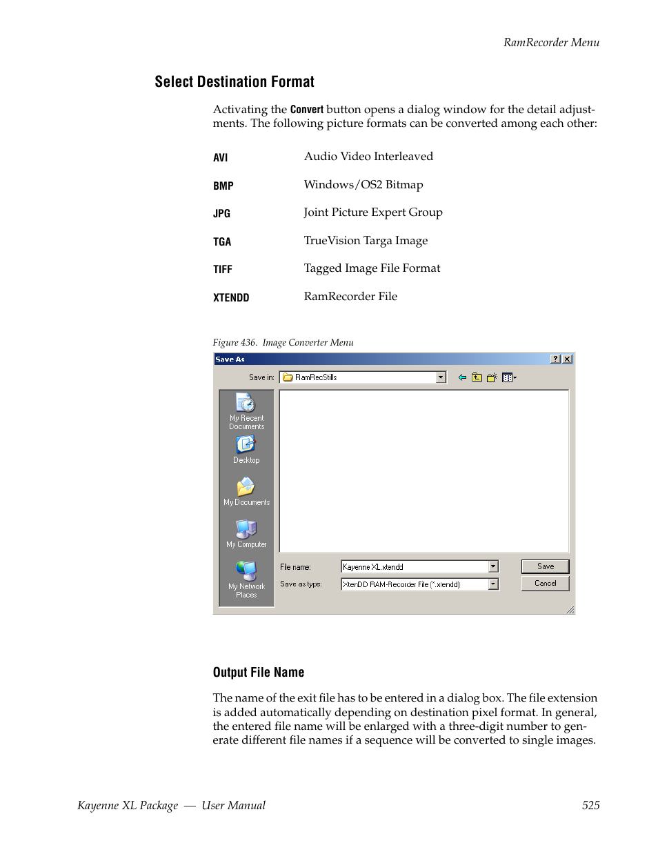 Select destination format | Grass Valley Kayenne XL Package v.7.0.4 User Manual | Page 527 / 663