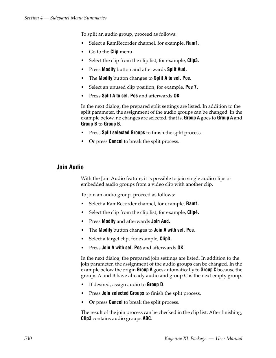 Join audio | Grass Valley Kayenne XL Package v.7.0.4 User Manual | Page 532 / 663