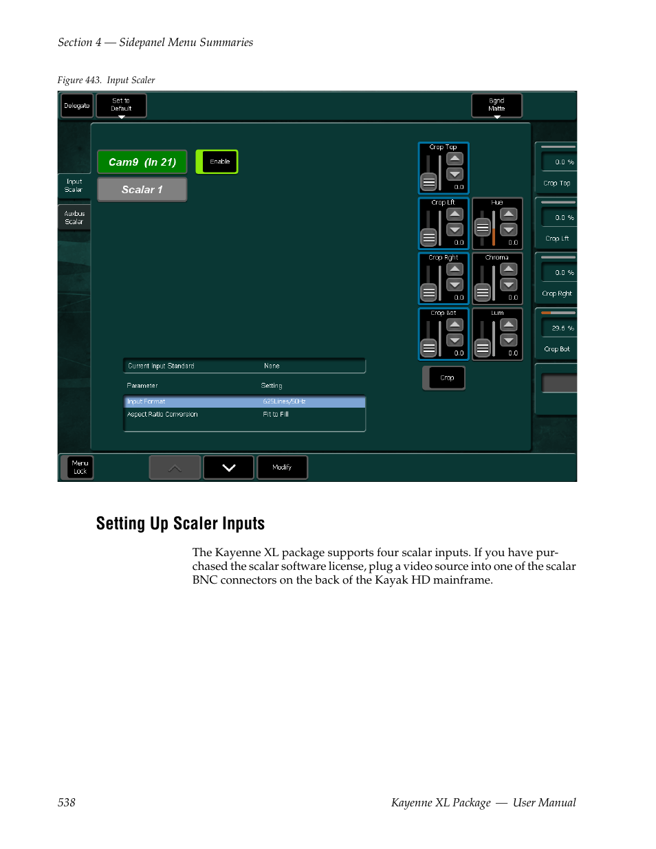 Setting up scaler inputs | Grass Valley Kayenne XL Package v.7.0.4 User Manual | Page 540 / 663