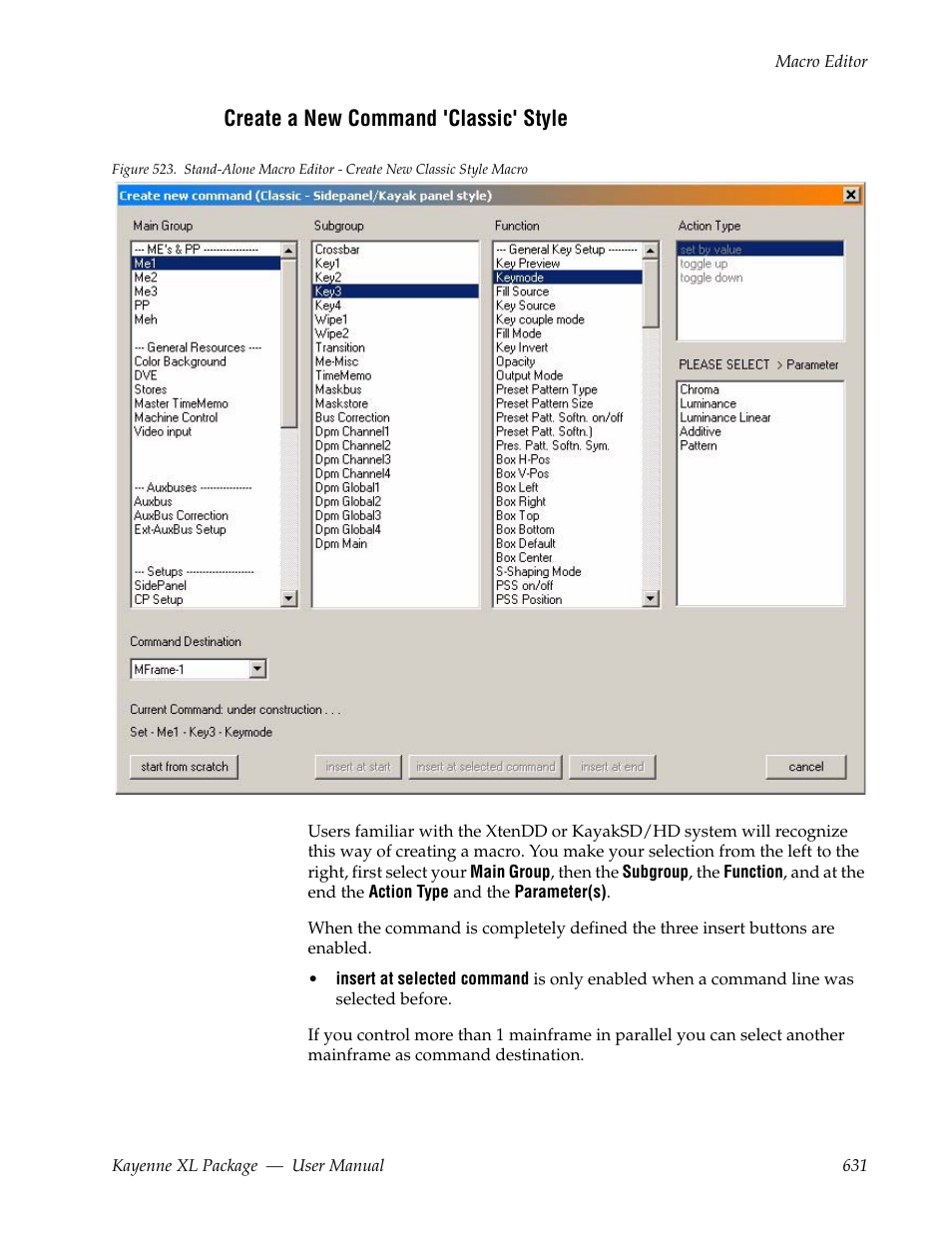 Create a new command 'classic' style | Grass Valley Kayenne XL Package v.7.0.4 User Manual | Page 633 / 663