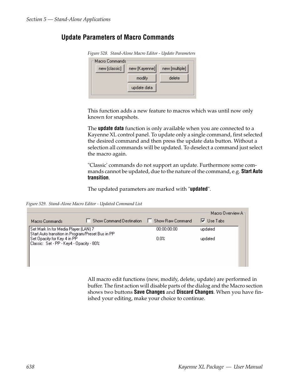 Update parameters of macro commands | Grass Valley Kayenne XL Package v.7.0.4 User Manual | Page 640 / 663