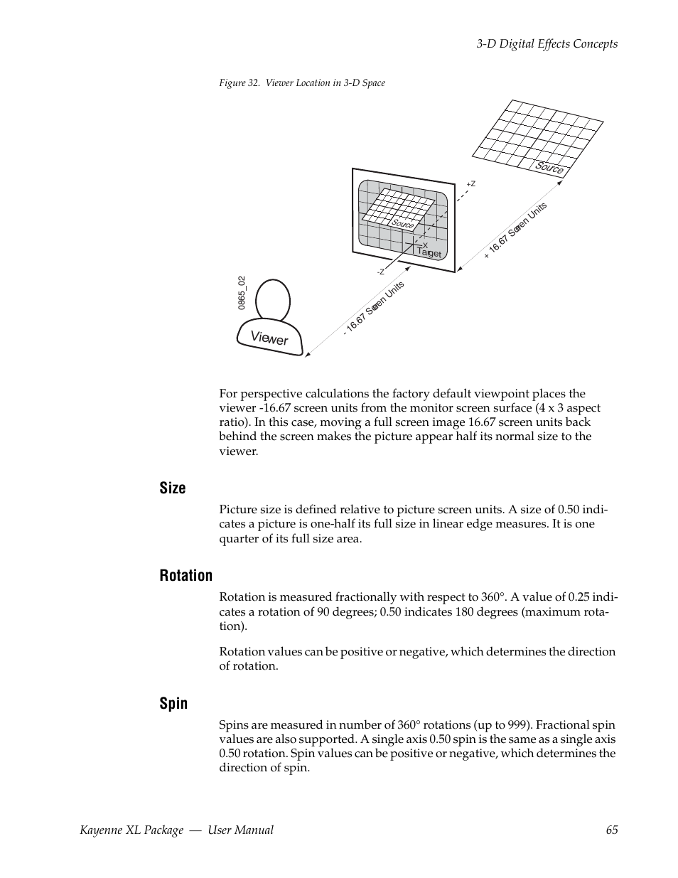 Size, Rotation, Spin | Figure 32 | Grass Valley Kayenne XL Package v.7.0.4 User Manual | Page 67 / 663