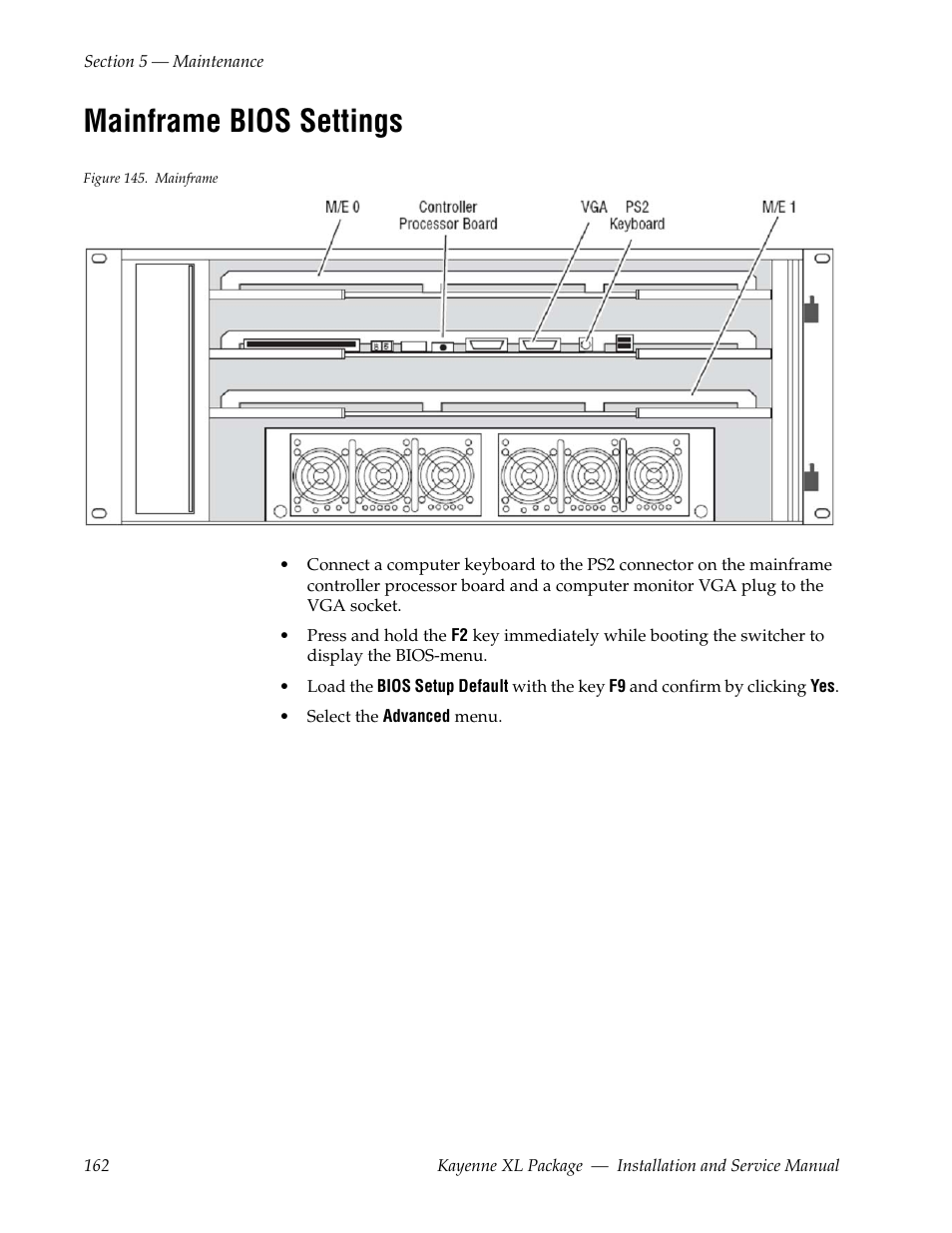Mainframe bios settings | Grass Valley Kayenne XL Package Installation v.7.0.4 User Manual | Page 162 / 198