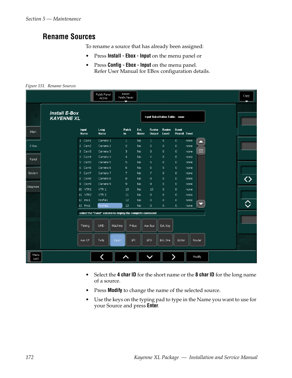 Rename sources | Grass Valley Kayenne XL Package Installation v.7.0.4 User Manual | Page 172 / 198