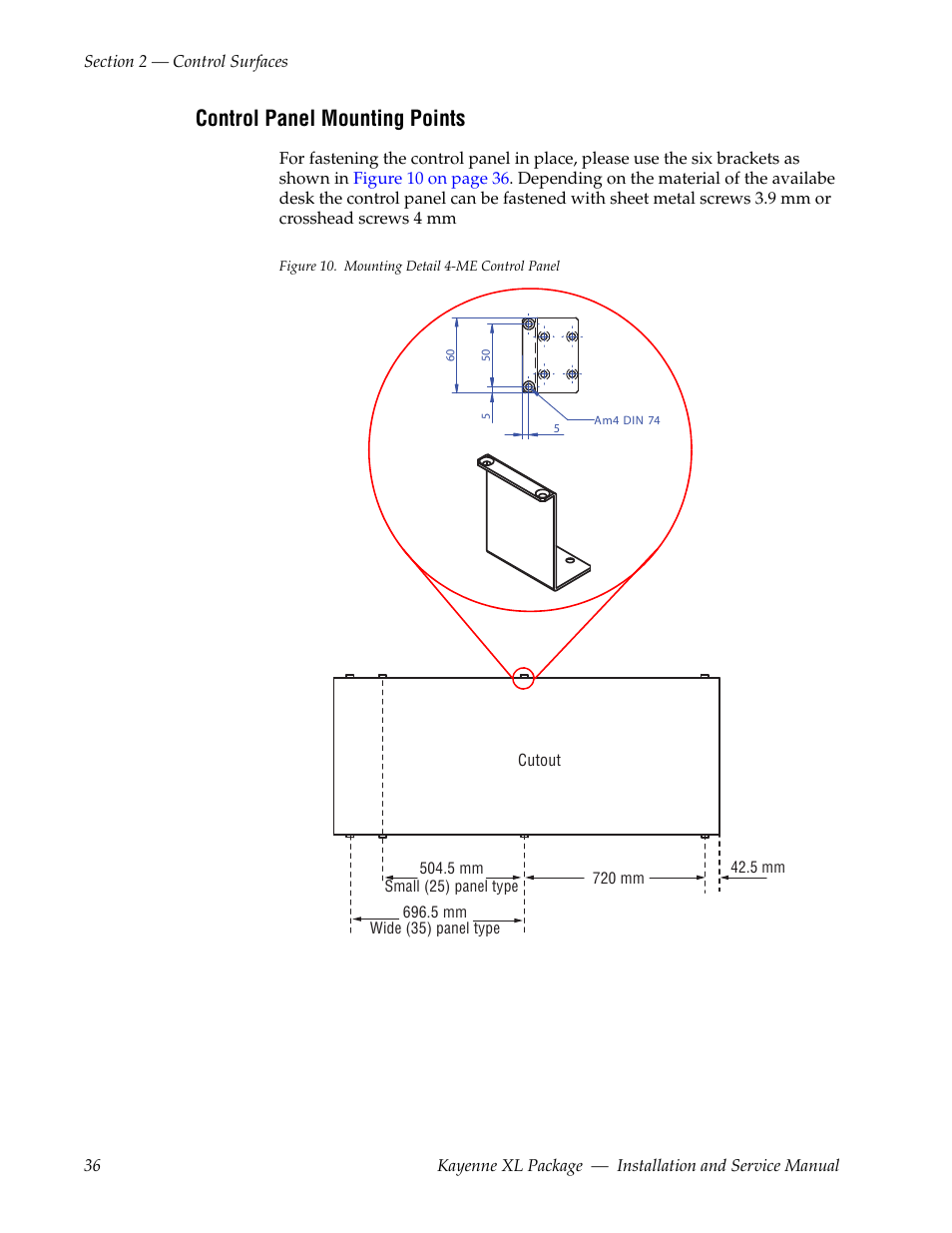 Control panel mounting points | Grass Valley Kayenne XL Package Installation v.7.0.4 User Manual | Page 36 / 198