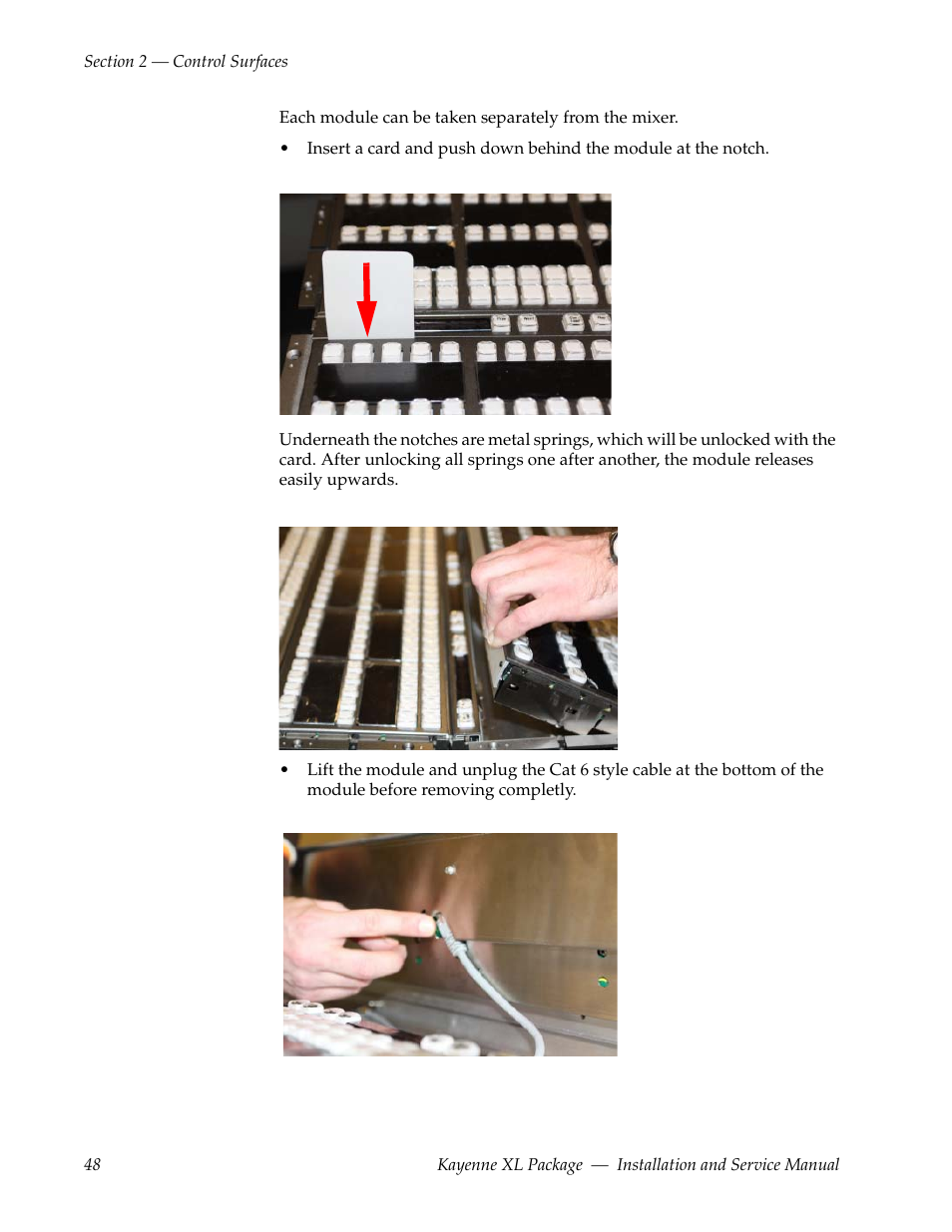 Each module can be taken separately from the mixer | Grass Valley Kayenne XL Package Installation v.7.0.4 User Manual | Page 48 / 198