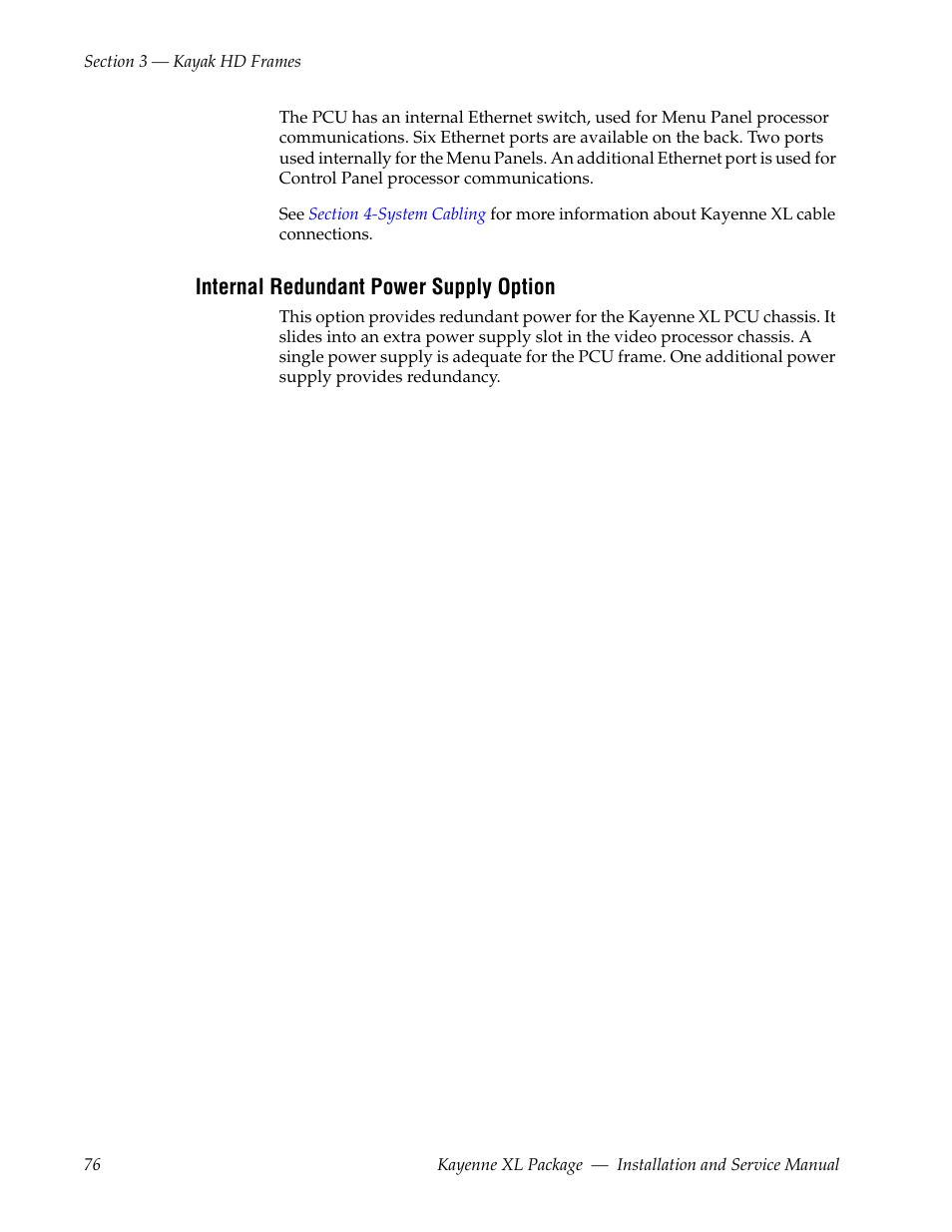 Internal redundant power supply option | Grass Valley Kayenne XL Package Installation v.7.0.4 User Manual | Page 76 / 198