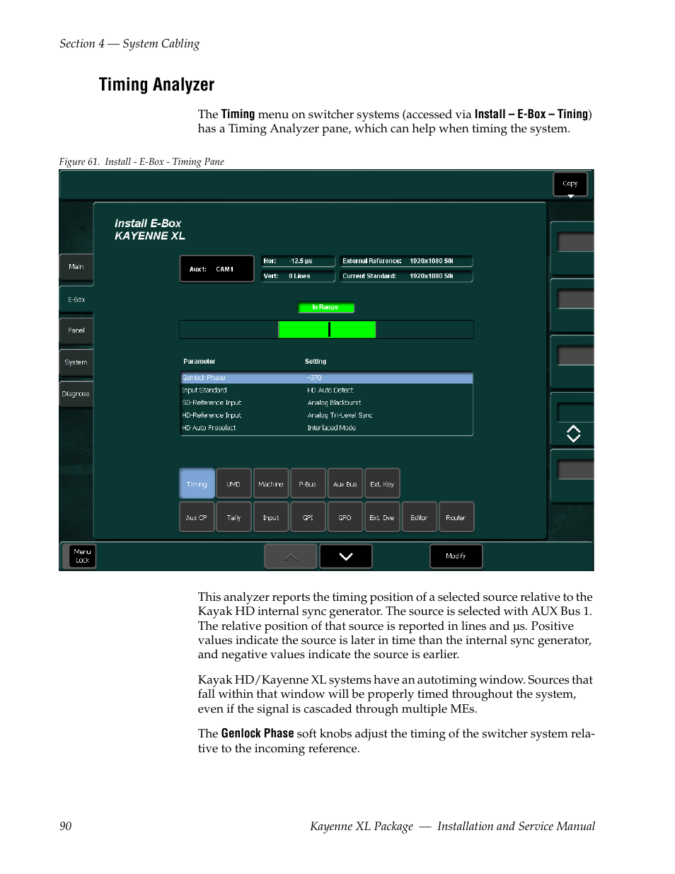 Timing analyzer | Grass Valley Kayenne XL Package Installation v.7.0.4 User Manual | Page 90 / 198