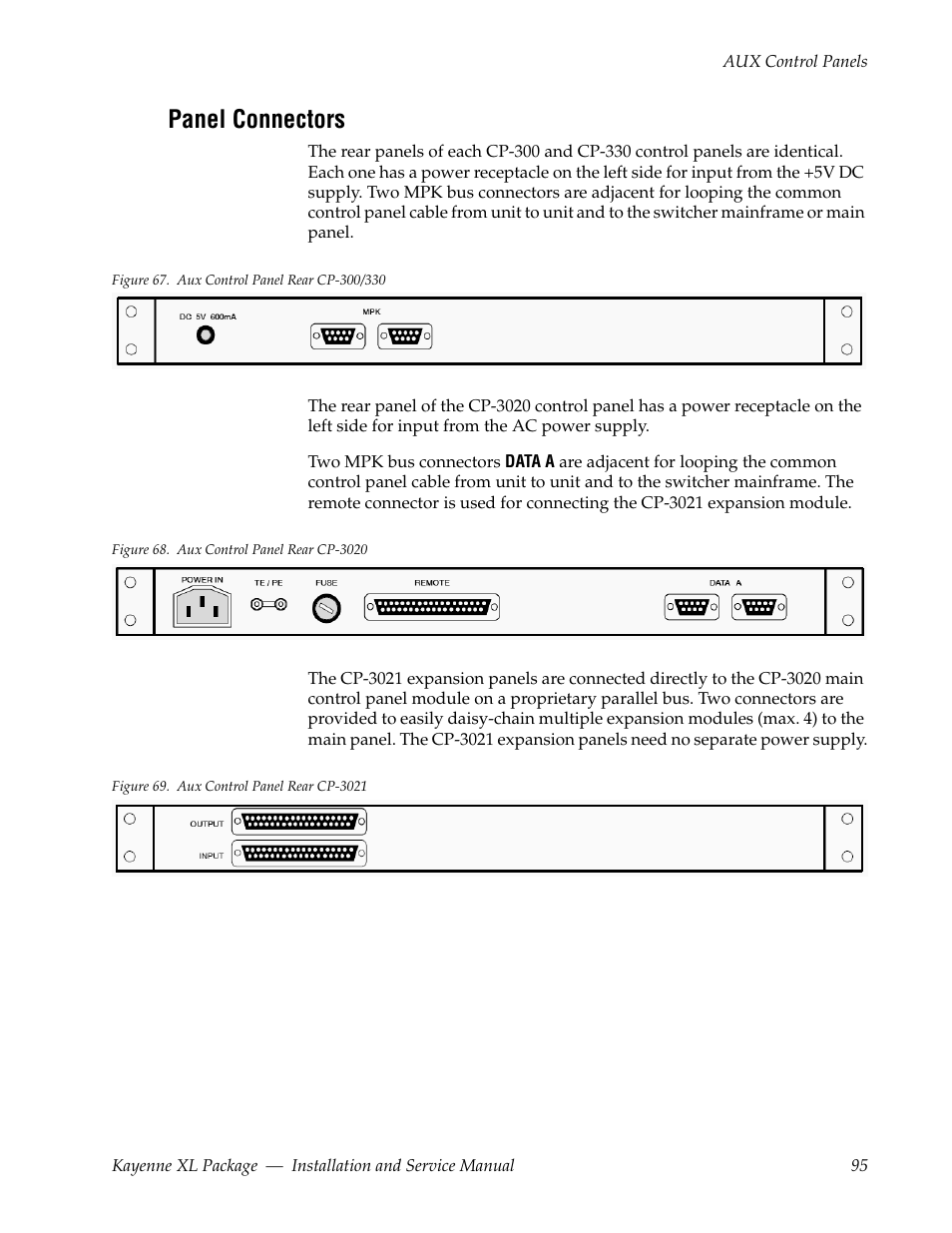 Panel connectors | Grass Valley Kayenne XL Package Installation v.7.0.4 User Manual | Page 95 / 198