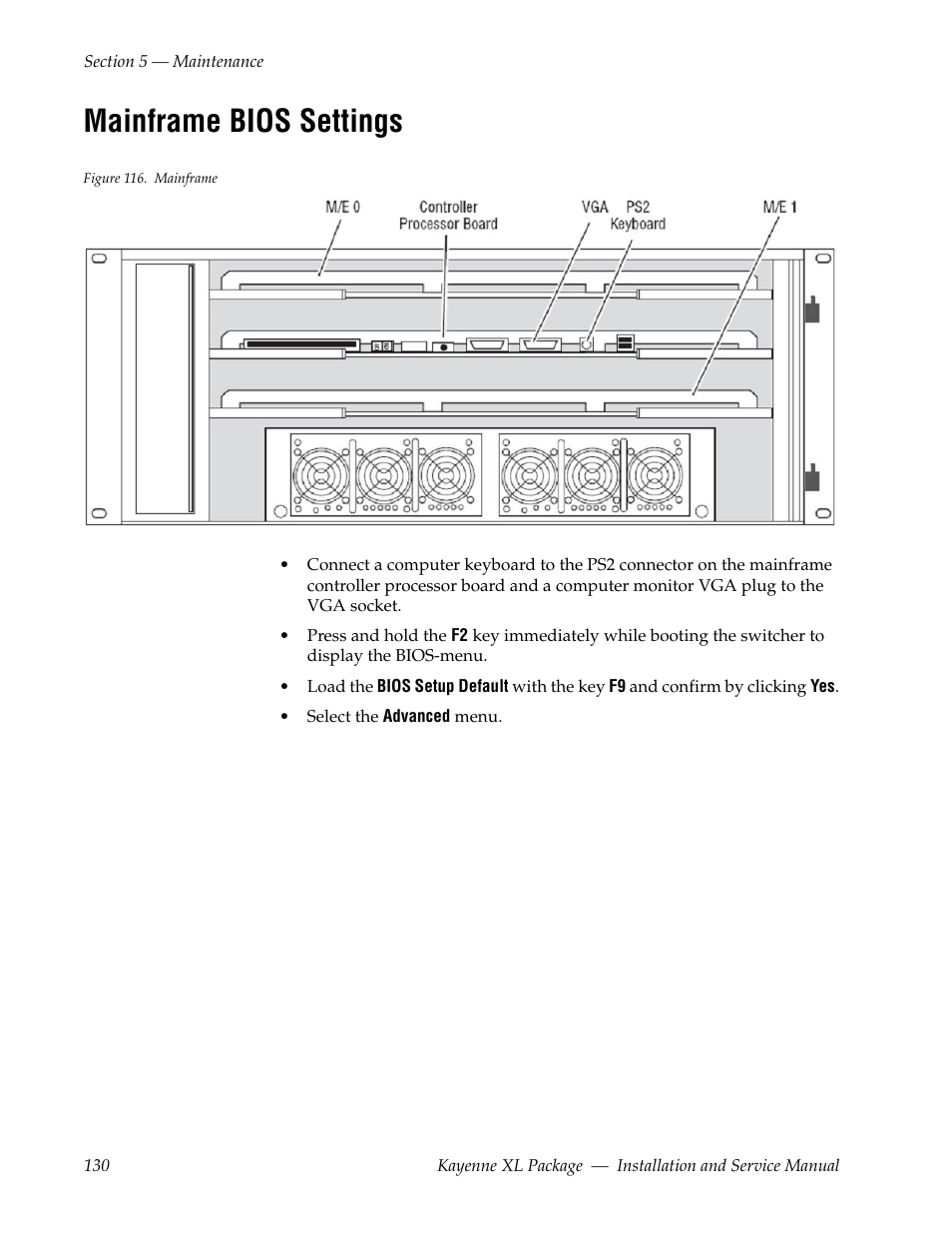 Mainframe bios settings | Grass Valley Kayenne XL Package Installation v.7.0.2 User Manual | Page 130 / 164