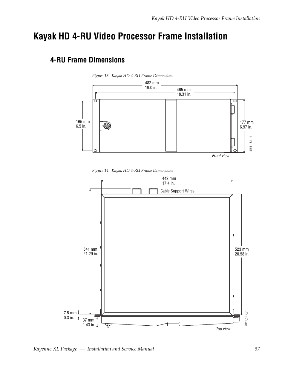 Kayak hd 4-ru video processor frame installation, Ru frame dimensions | Grass Valley Kayenne XL Package Installation v.7.0.2 User Manual | Page 37 / 164