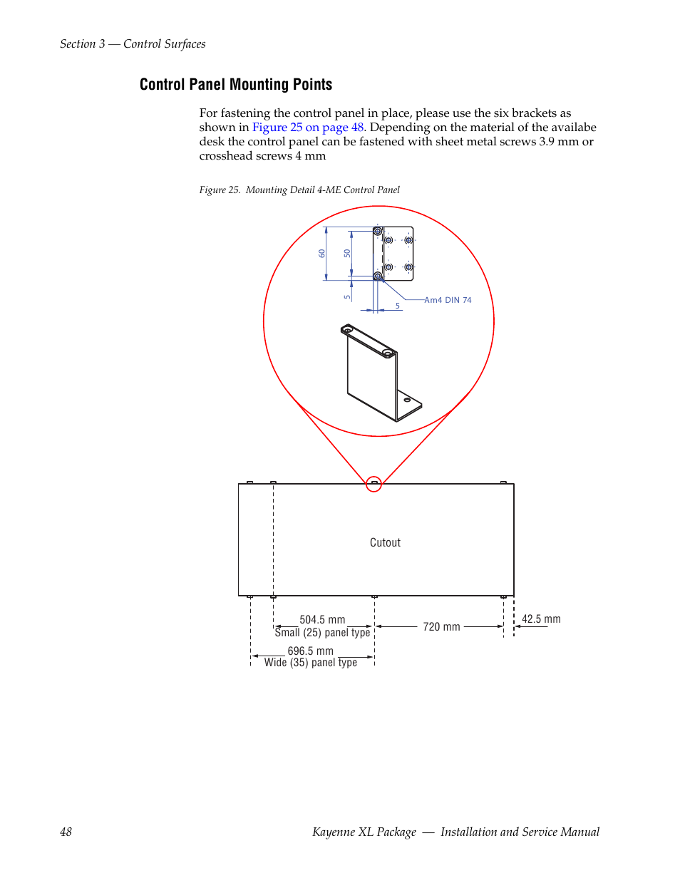 Control panel mounting points | Grass Valley Kayenne XL Package Installation v.7.0.2 User Manual | Page 48 / 164