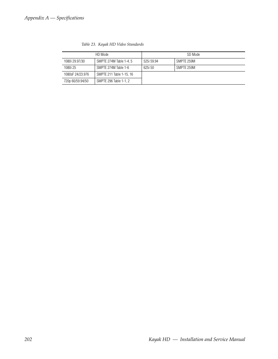 Grass Valley Kayak HD Installation v.6.9.4 Jun 02 2011 User Manual | Page 202 / 216