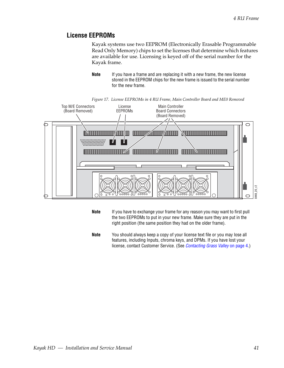 License eeproms | Grass Valley Kayak HD Installation v.6.9.4 Jun 02 2011 User Manual | Page 41 / 216