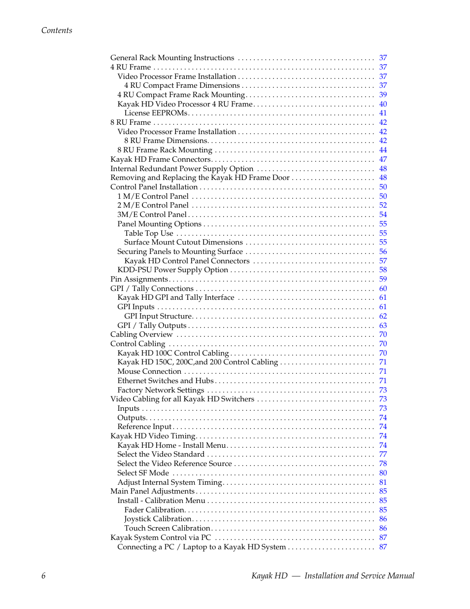 Grass Valley Kayak HD Installation v.6.9.4 Jun 02 2011 User Manual | Page 6 / 216
