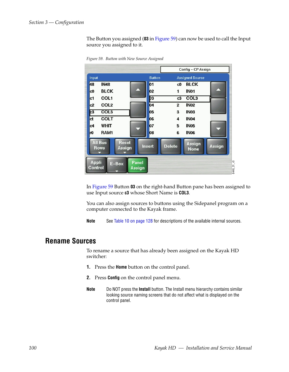 Rename sources | Grass Valley Kayak HD Installation v.6.8.8 User Manual | Page 100 / 184