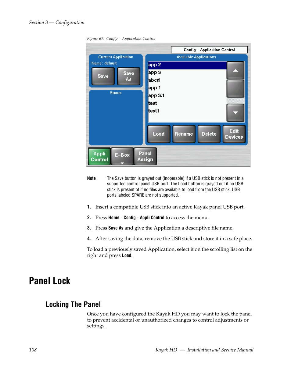 Panel lock, Locking the panel | Grass Valley Kayak HD Installation v.6.8.8 User Manual | Page 108 / 184