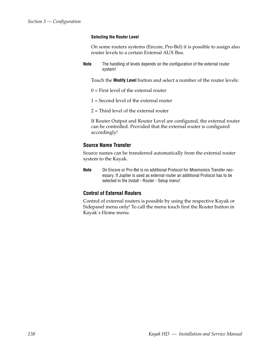 Grass Valley Kayak HD Installation v.6.8.8 User Manual | Page 138 / 184