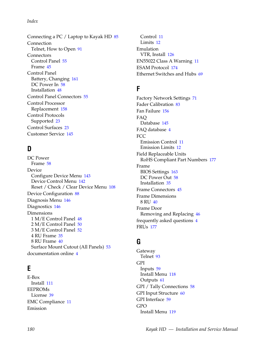 Grass Valley Kayak HD Installation v.6.8.8 User Manual | Page 180 / 184