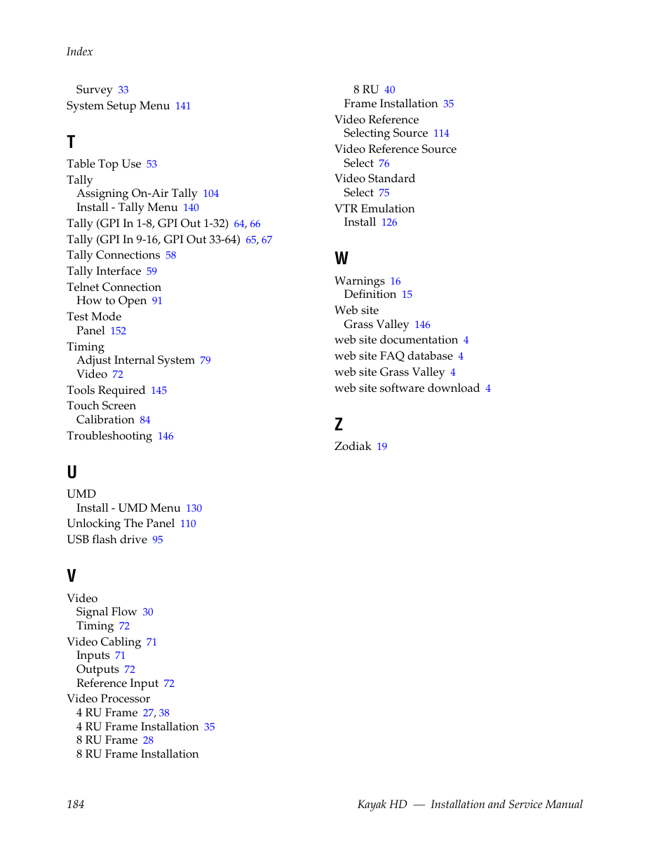 Grass Valley Kayak HD Installation v.6.8.8 User Manual | Page 184 / 184