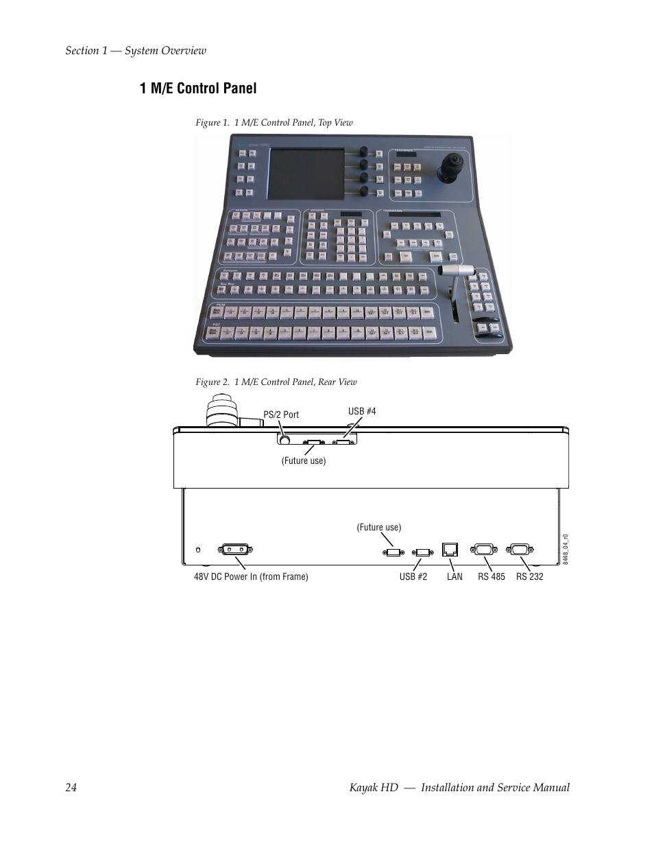 1 m/e control panel | Grass Valley Kayak HD Installation v.6.8.8 User Manual | Page 24 / 184