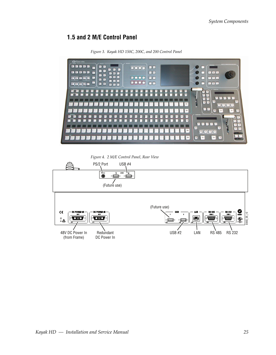 5 and 2 m/e control panel | Grass Valley Kayak HD Installation v.6.8.8 User Manual | Page 25 / 184