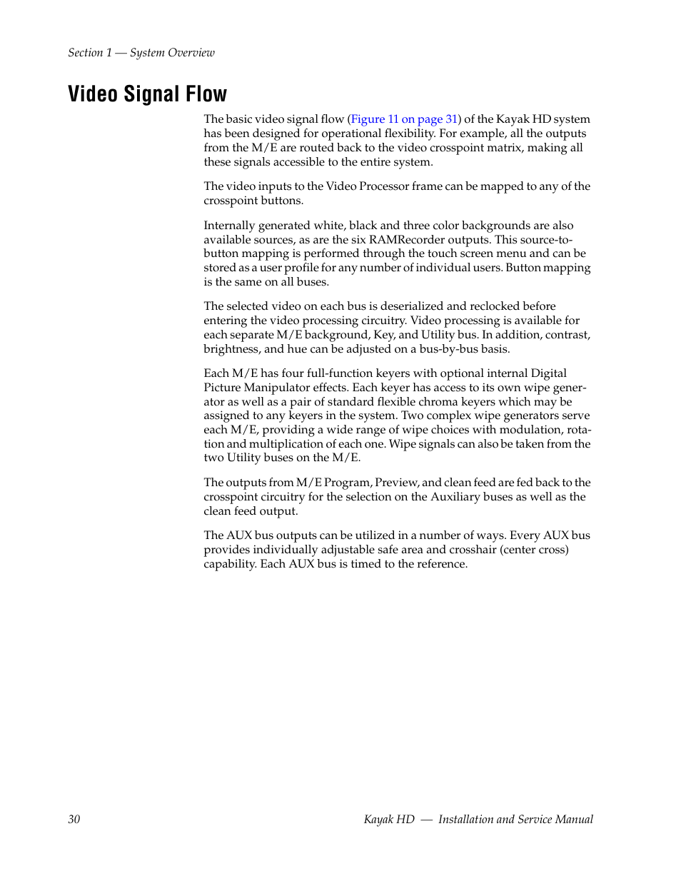 Video signal flow | Grass Valley Kayak HD Installation v.6.8.8 User Manual | Page 30 / 184