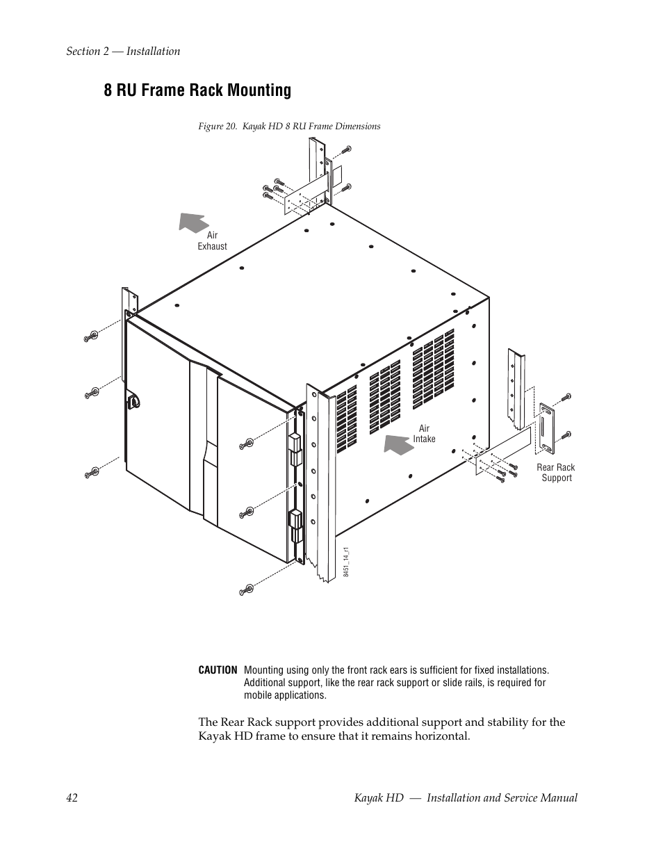 8 ru frame rack mounting | Grass Valley Kayak HD Installation v.6.8.8 User Manual | Page 42 / 184