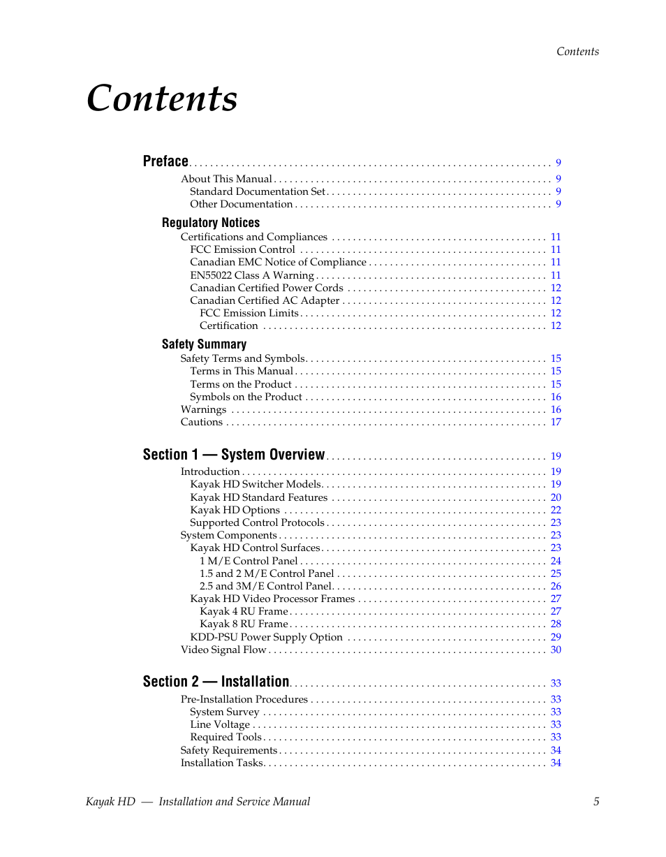 Grass Valley Kayak HD Installation v.6.8.8 User Manual | Page 5 / 184