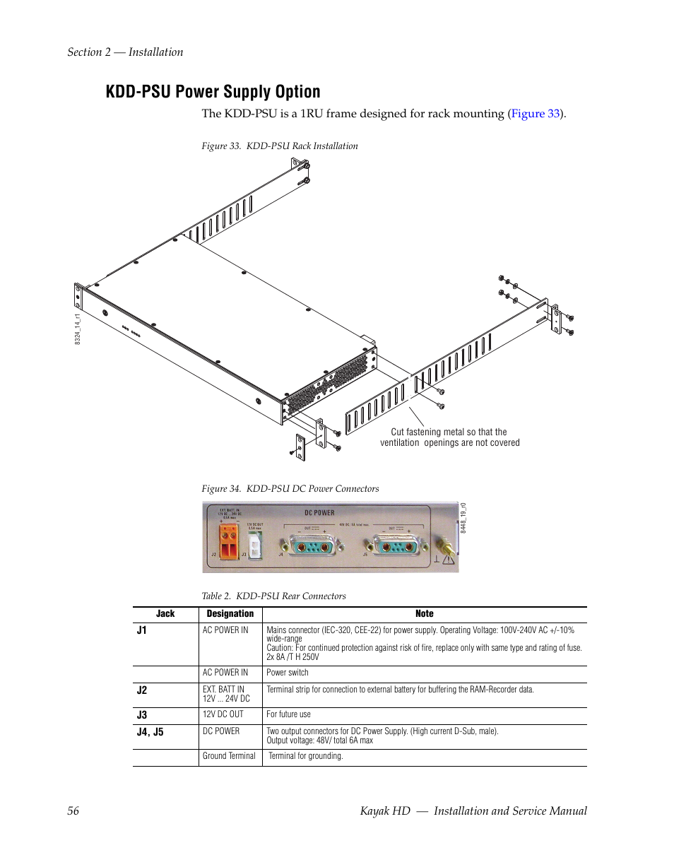 Kdd-psu power supply option | Grass Valley Kayak HD Installation v.6.8.8 User Manual | Page 56 / 184