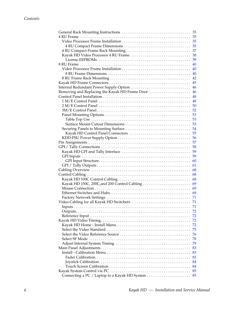 Grass Valley Kayak HD Installation v.6.8.8 User Manual | Page 6 / 184
