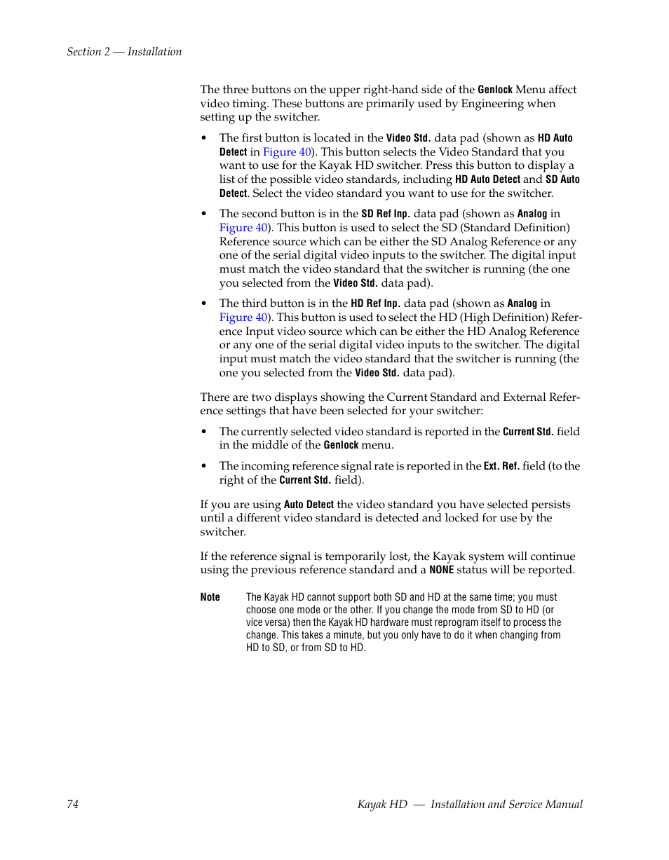 Grass Valley Kayak HD Installation v.6.8.8 User Manual | Page 74 / 184