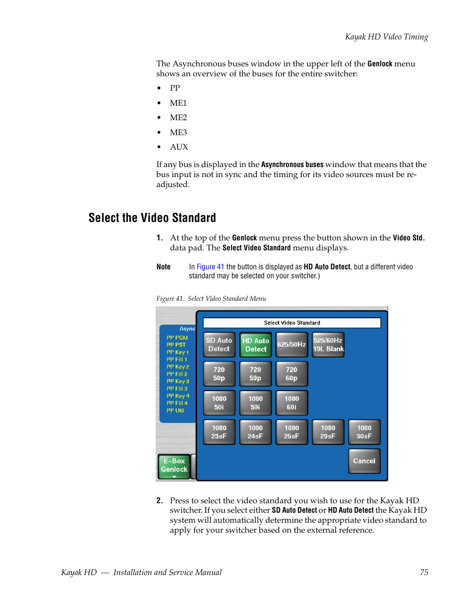 Select the video standard | Grass Valley Kayak HD Installation v.6.8.8 User Manual | Page 75 / 184