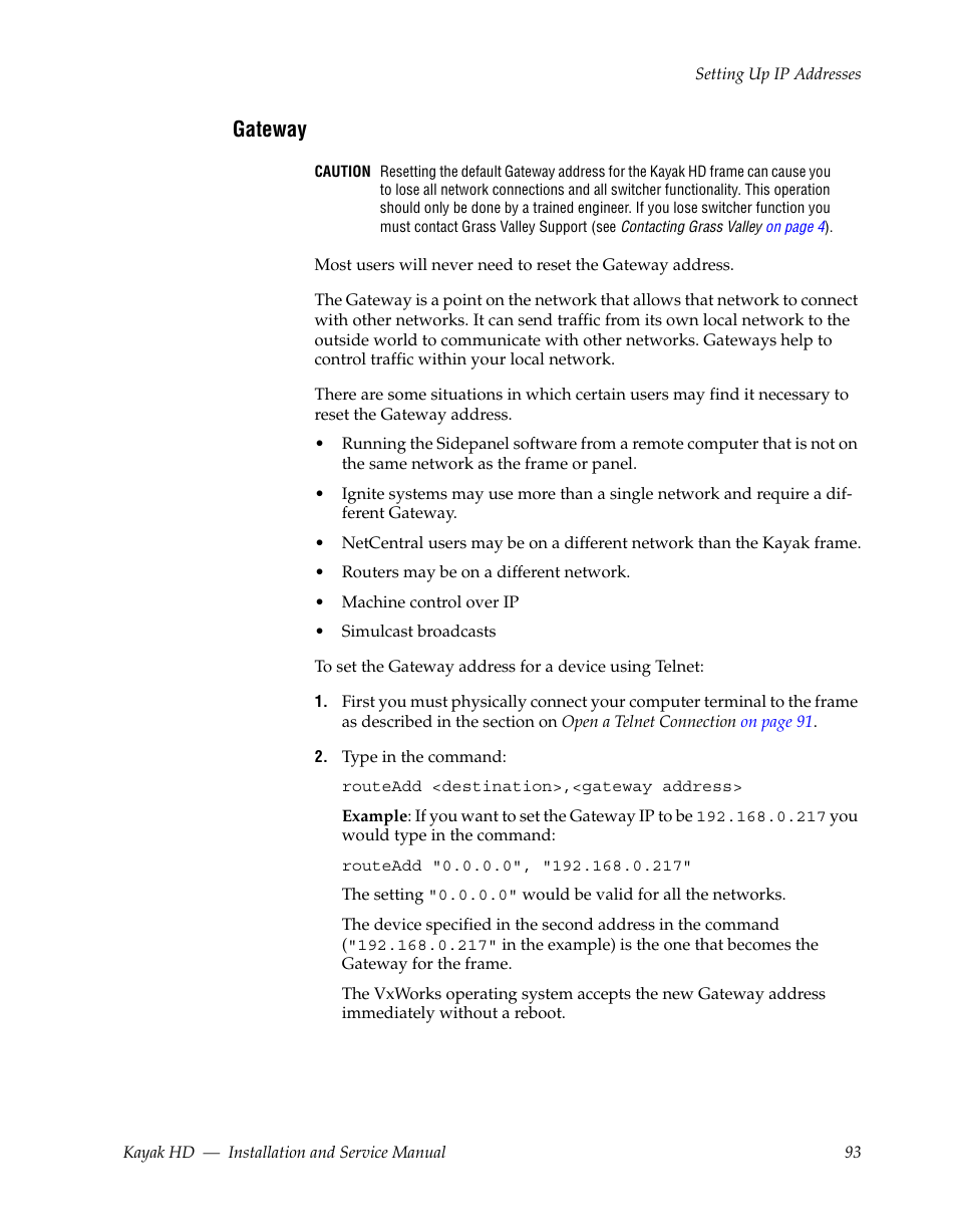 Gateway | Grass Valley Kayak HD Installation v.6.8.8 User Manual | Page 93 / 184