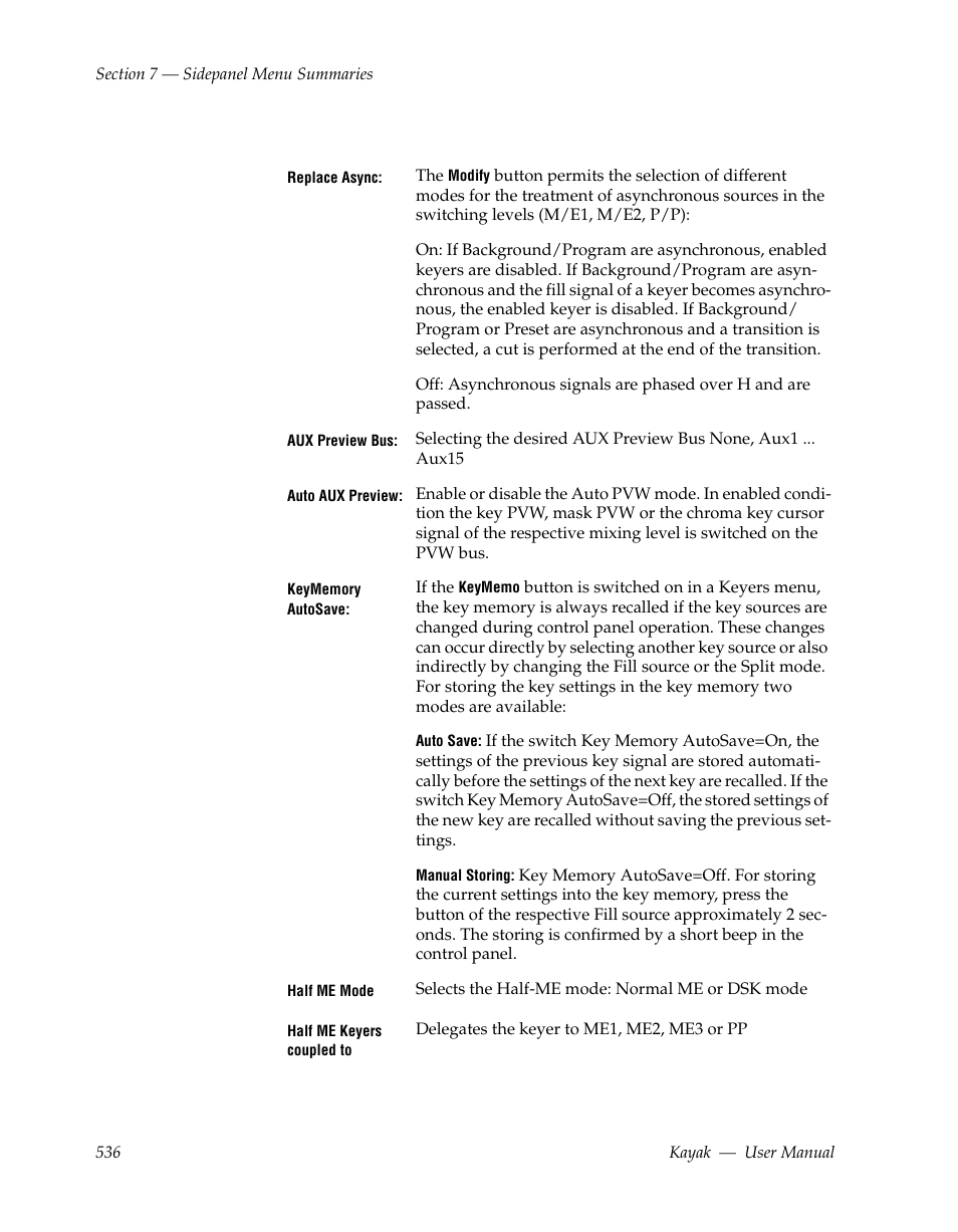 Grass Valley Kayak HD v.6.9.3 User Manual | Page 536 / 606